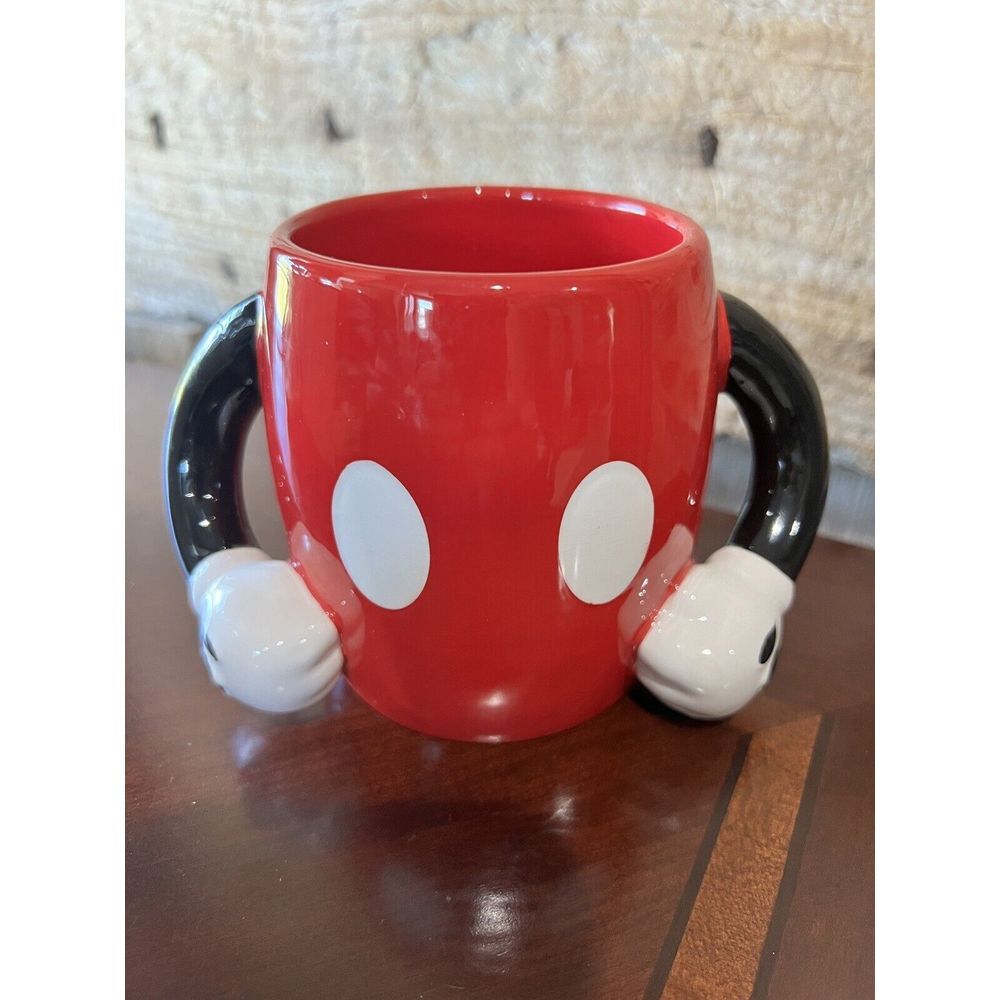 DISNEY GALERIE MICKEY MOUSE CERAMIC COFFEE CUP MUG RED PANTS WITH MICKEY ARMS